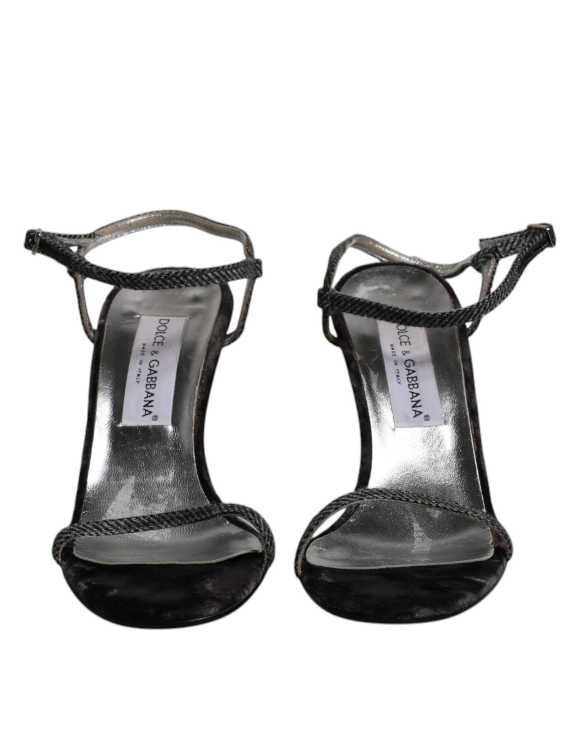 Dolce & Gabbana Schwarzer Knöchelriemen High Heels Sandalen Schuhe