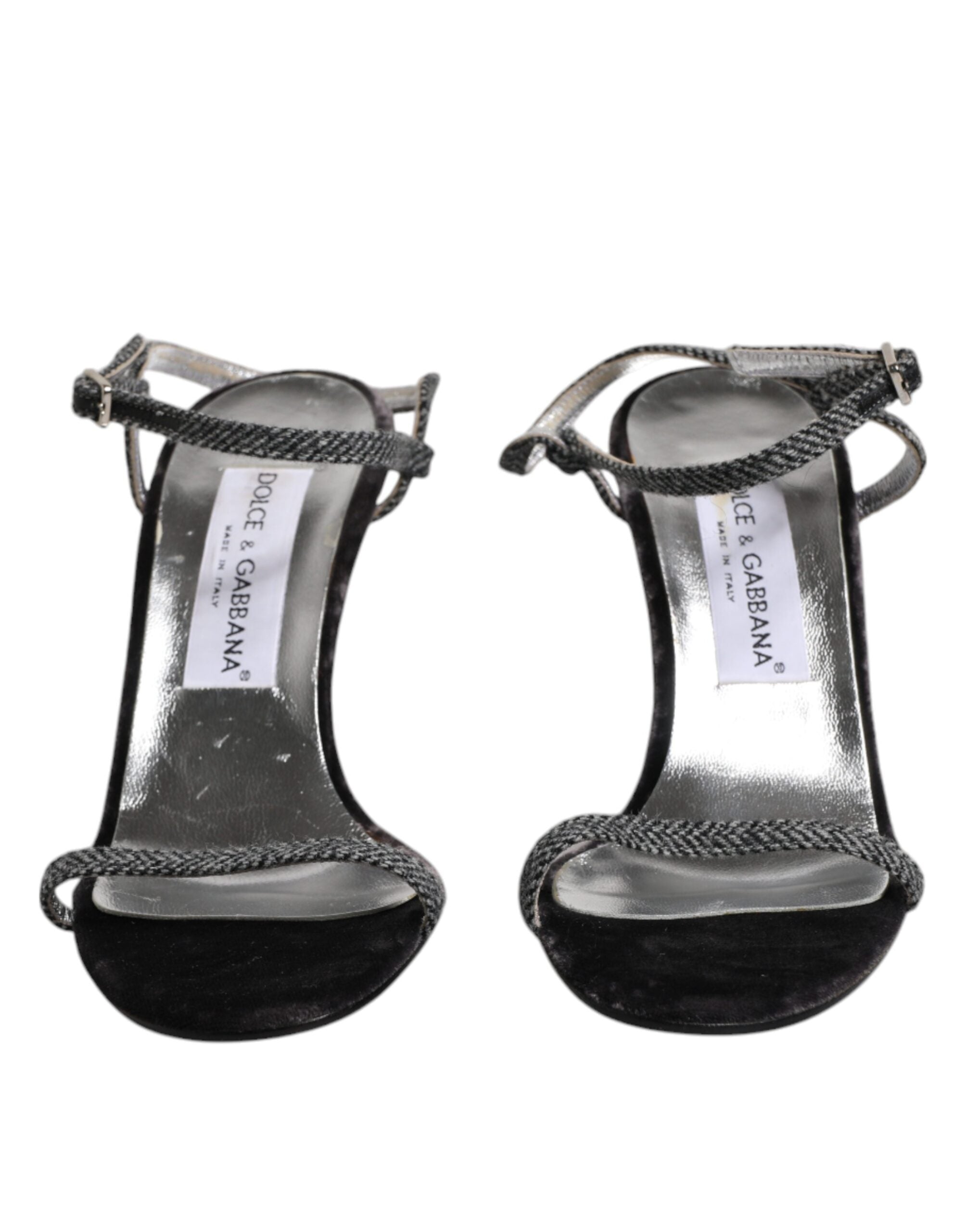 Dolce & Gabbana Schwarzer Knöchelriemen High Heels Sandalen Schuhe