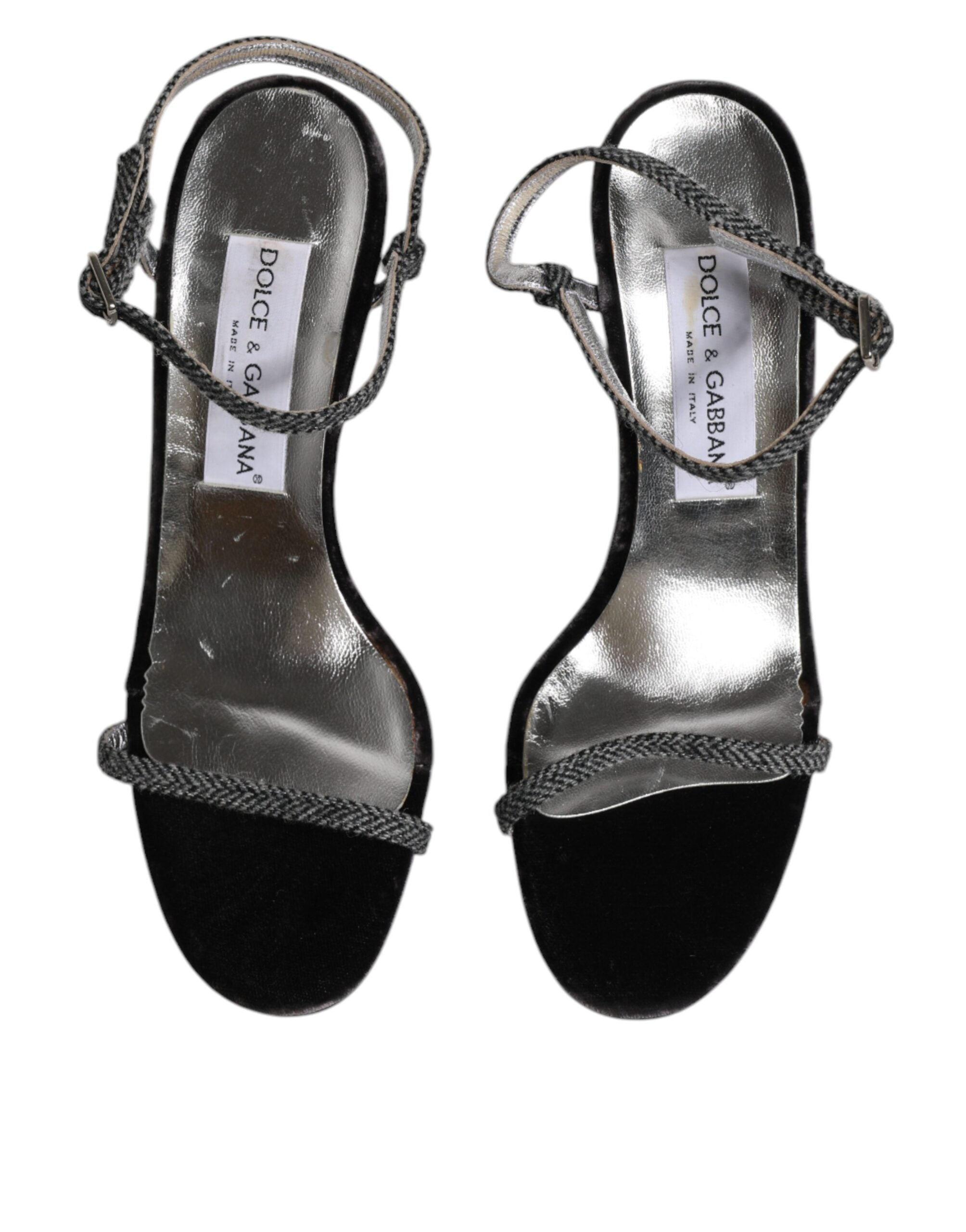 Dolce & Gabbana Schwarzer Knöchelriemen High Heels Sandalen Schuhe