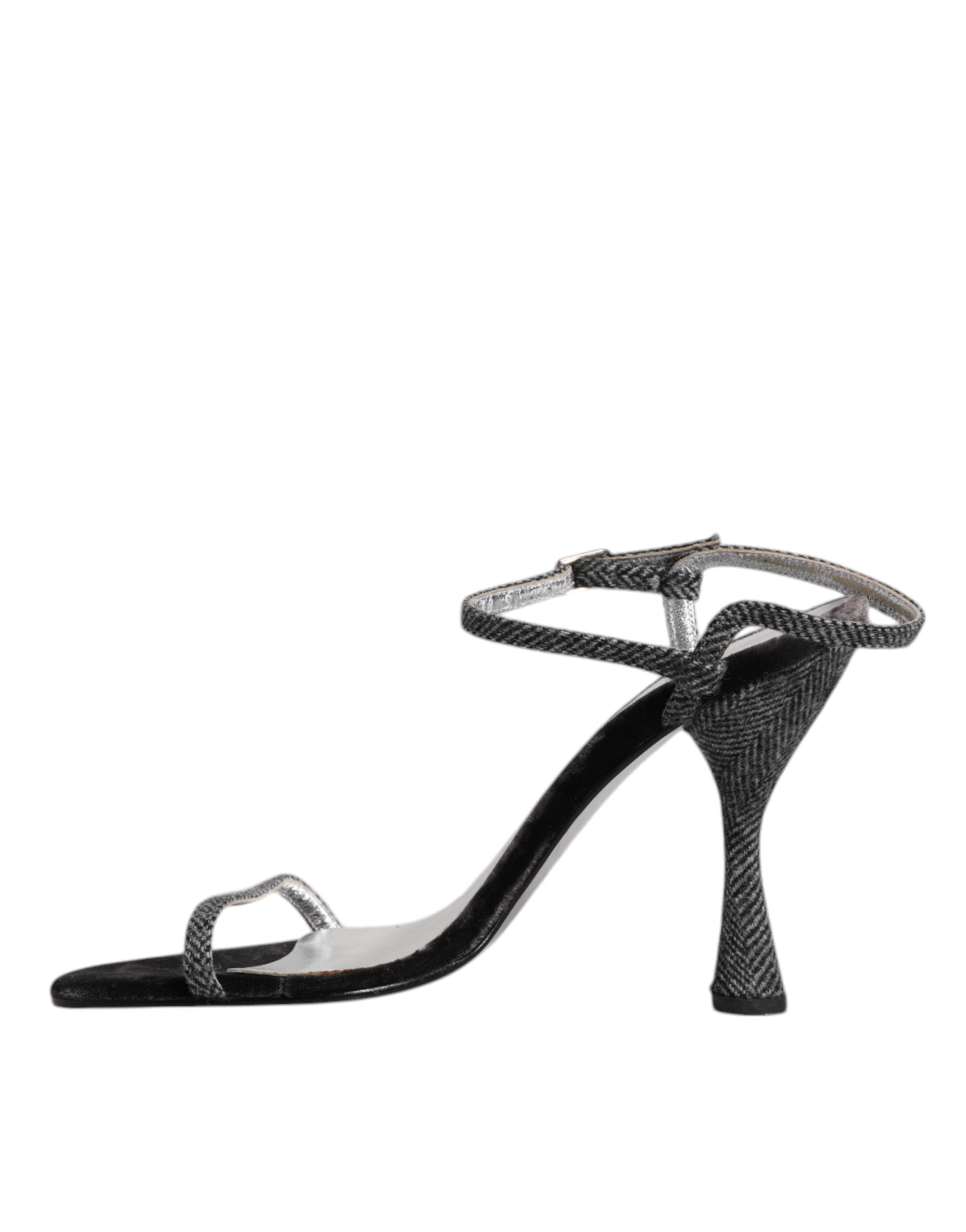 Dolce & Gabbana Schwarzer Knöchelriemen High Heels Sandalen Schuhe