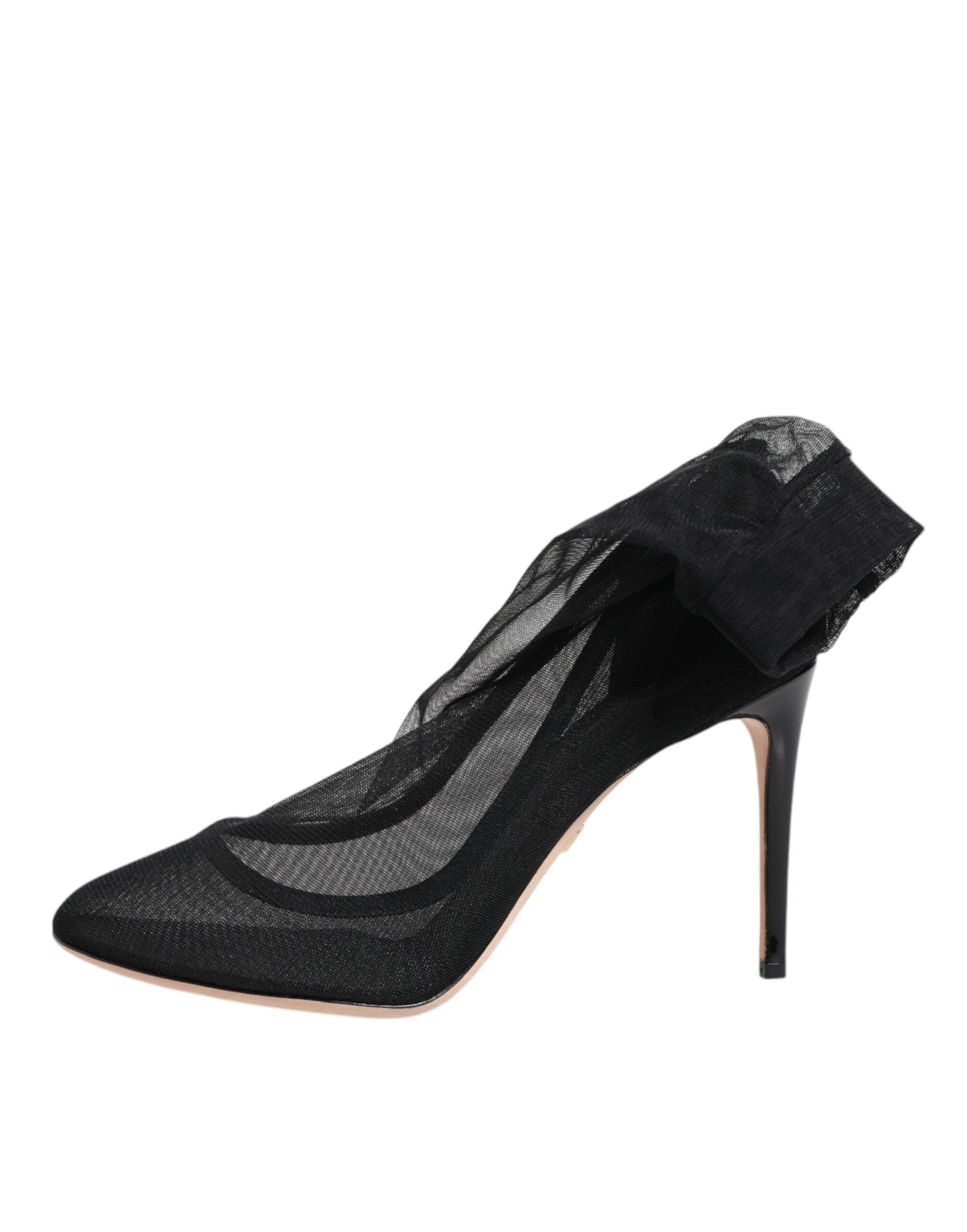 Dolce & Gabbana Schwarz Nylon Mesh Socke Stil Stiefel Schuhe