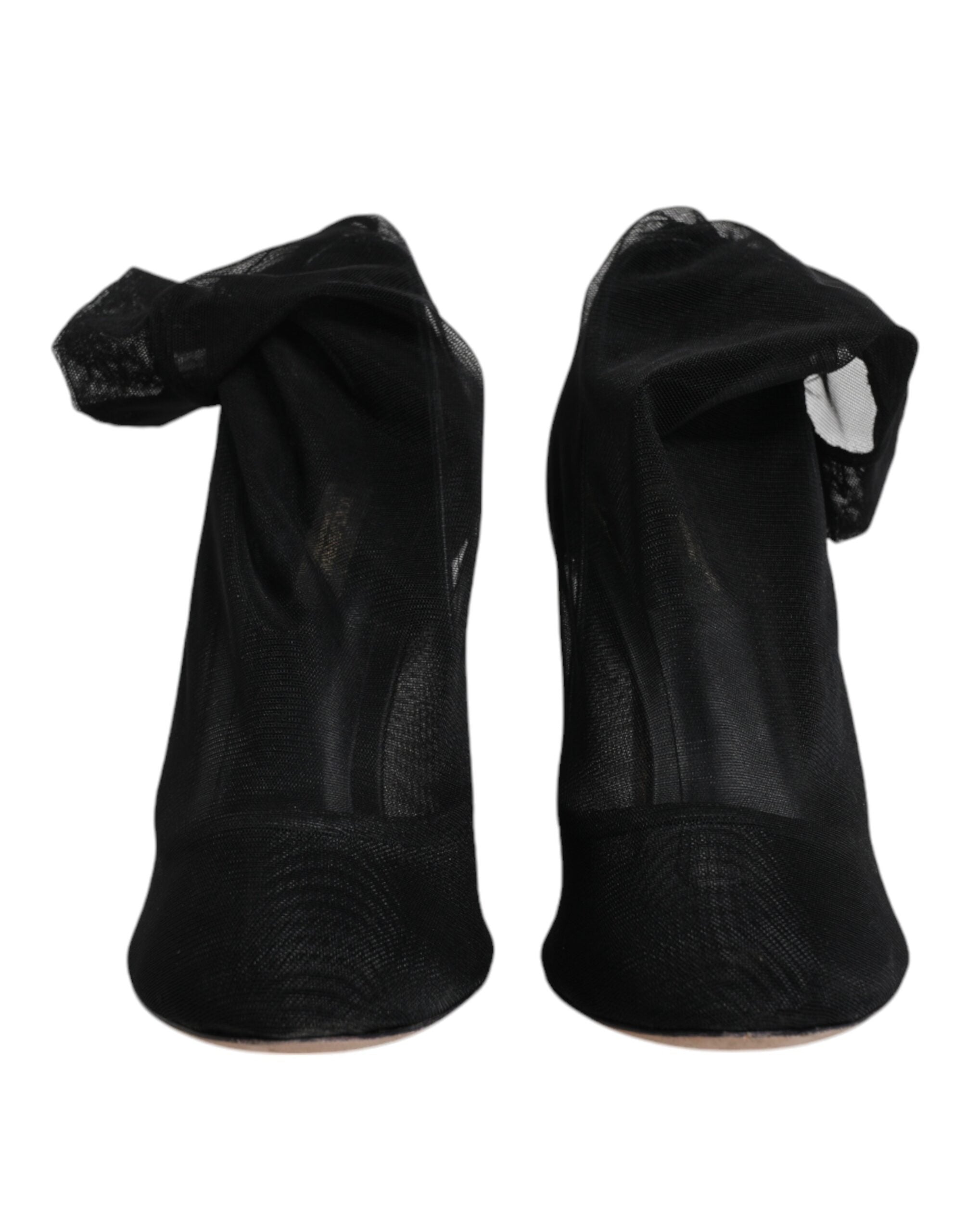 Dolce & Gabbana Schwarz Nylon Mesh Socke Stil Stiefel Schuhe