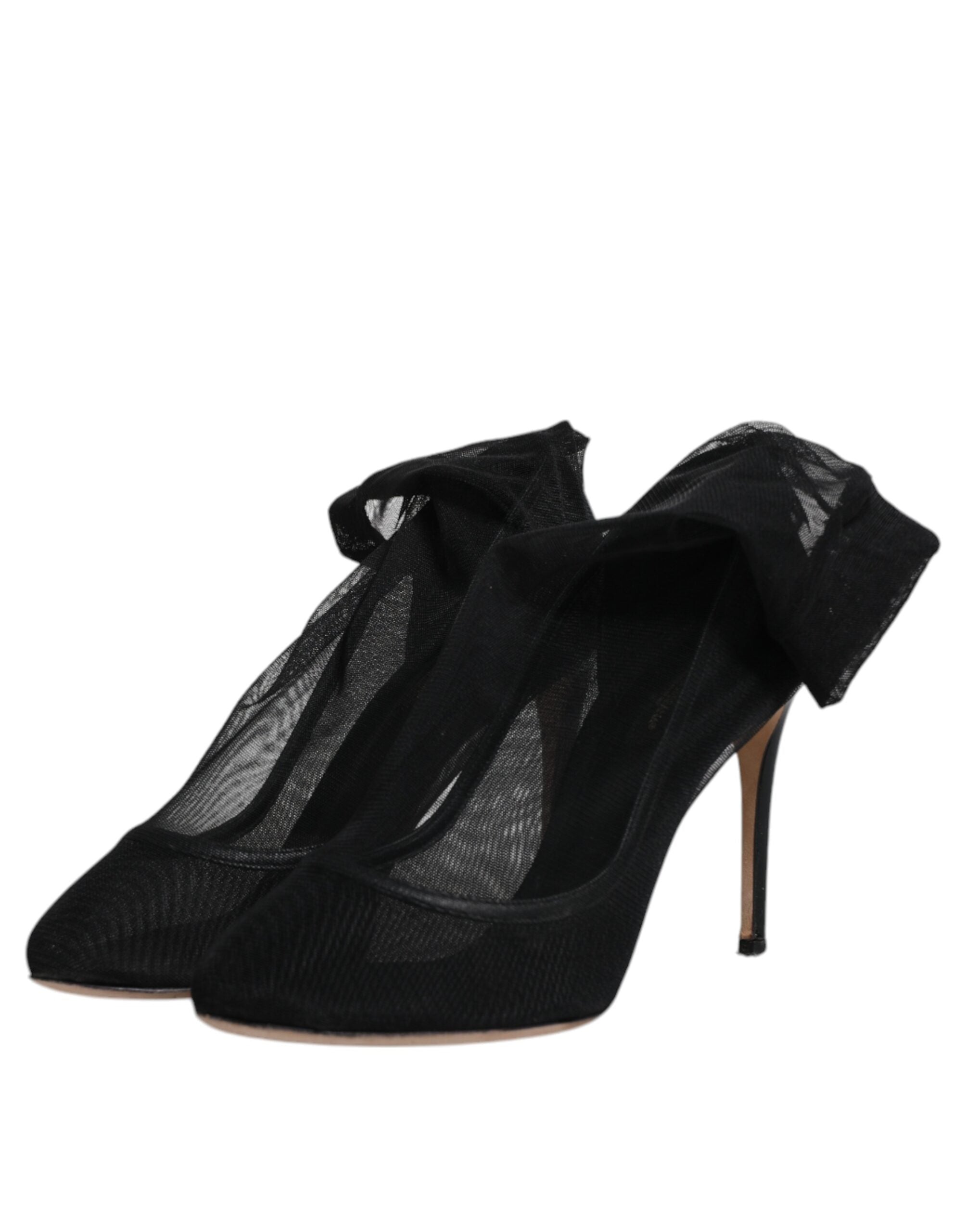 Dolce & Gabbana Schwarz Nylon Mesh Socke Stil Stiefel Schuhe