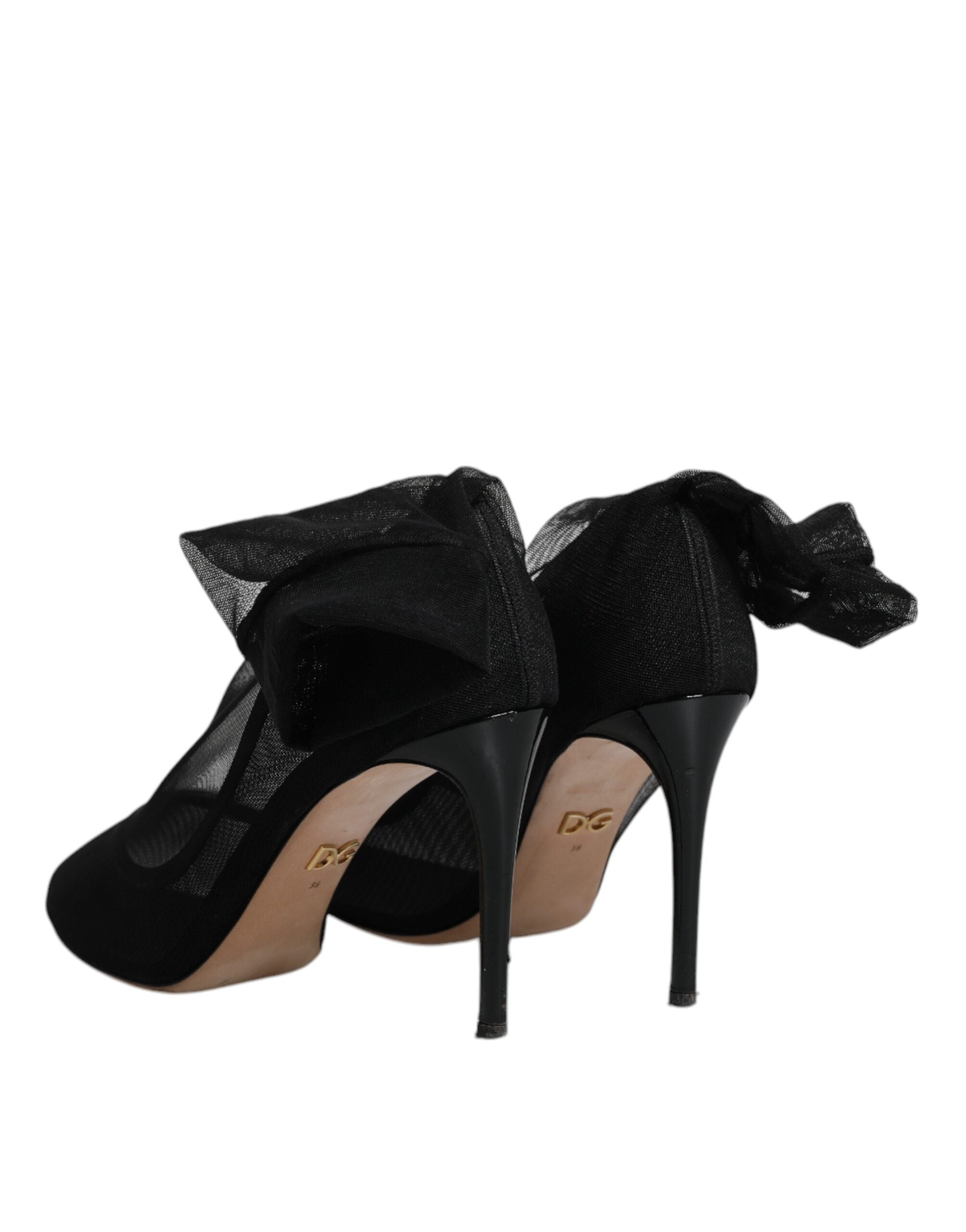 Dolce & Gabbana Schwarz Nylon Mesh Socke Stil Stiefel Schuhe