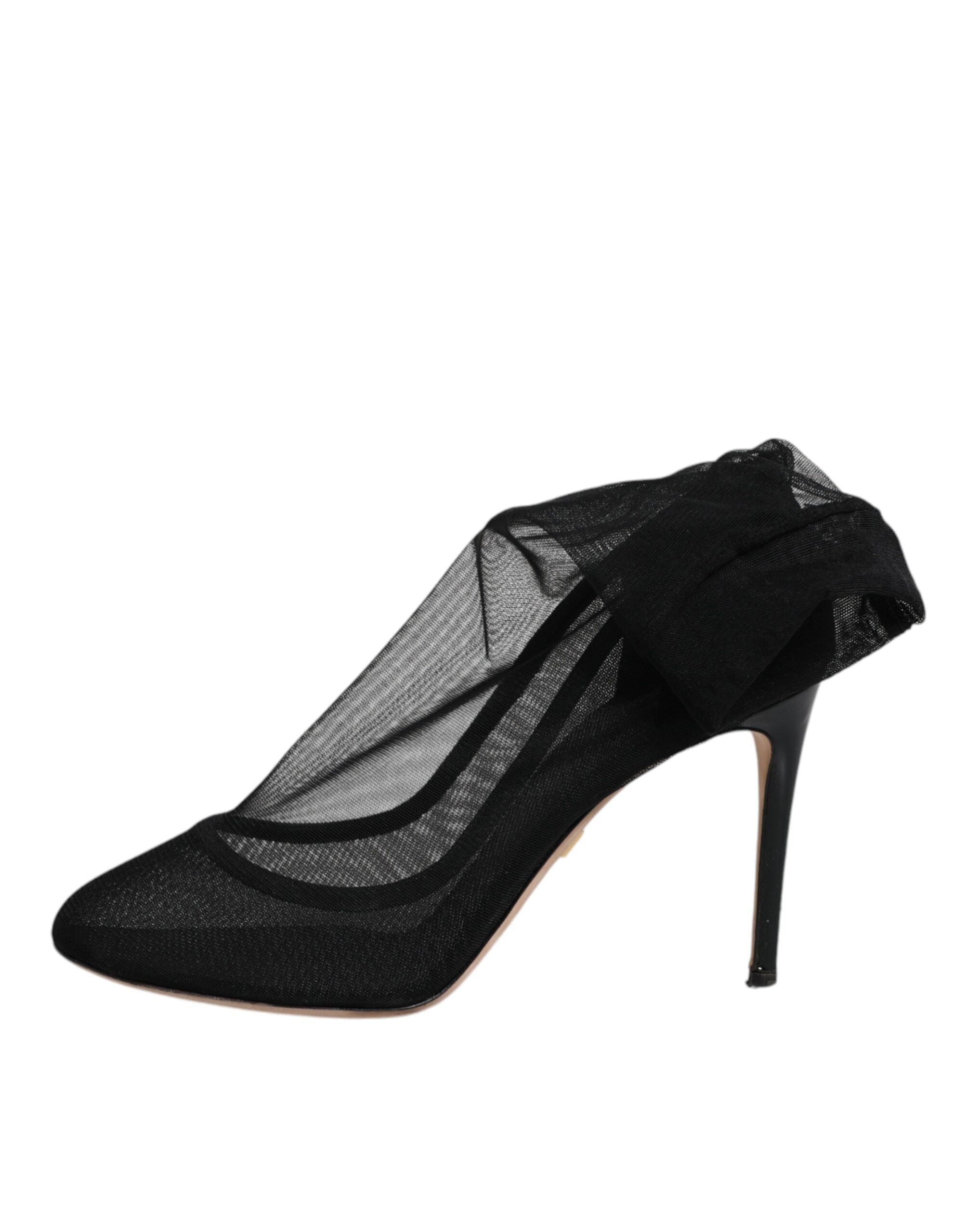 Dolce & Gabbana Schwarz Nylon Mesh Socke Stil Stiefel Schuhe