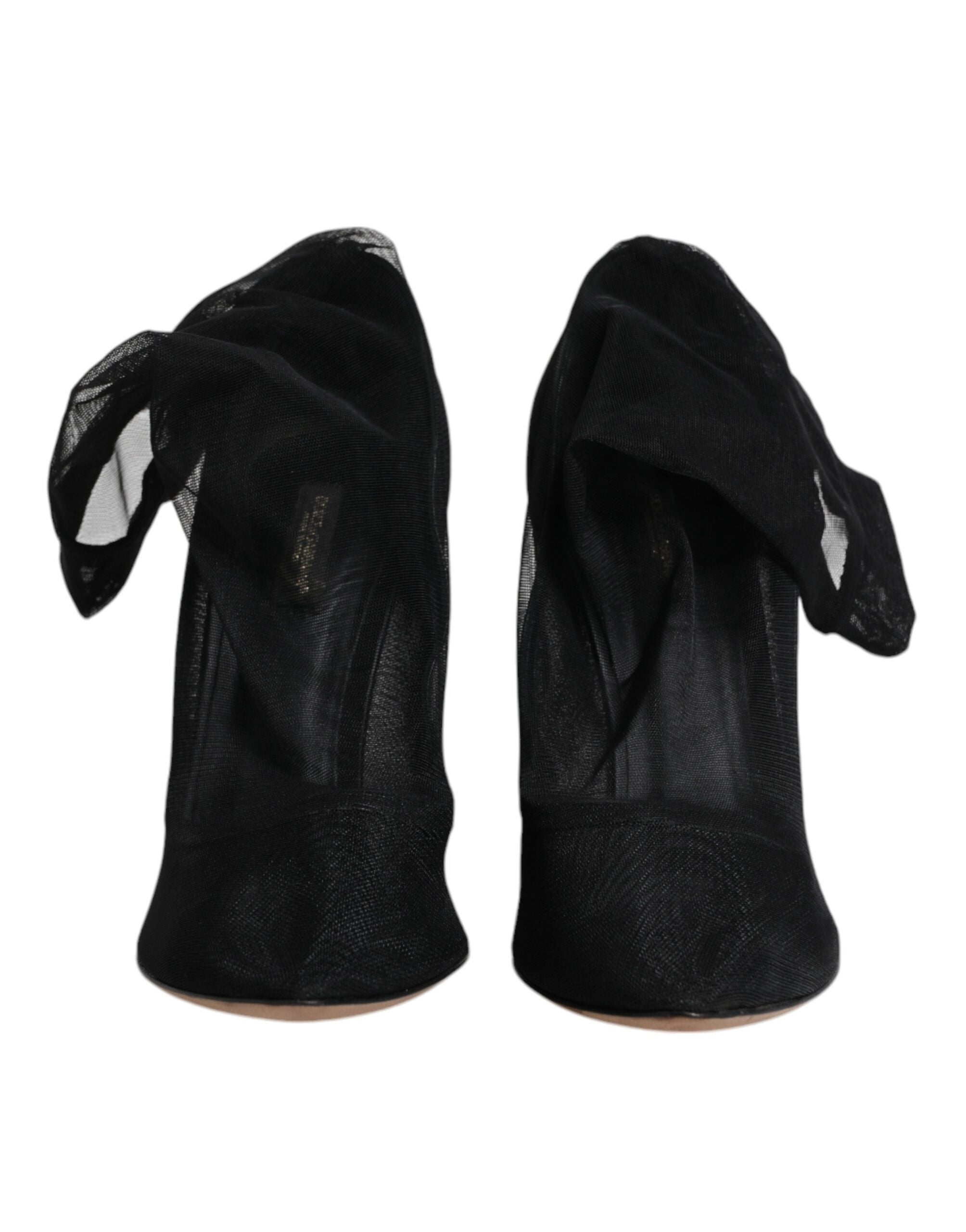 Dolce & Gabbana Schwarz Nylon Mesh Socke Stil Stiefel Schuhe