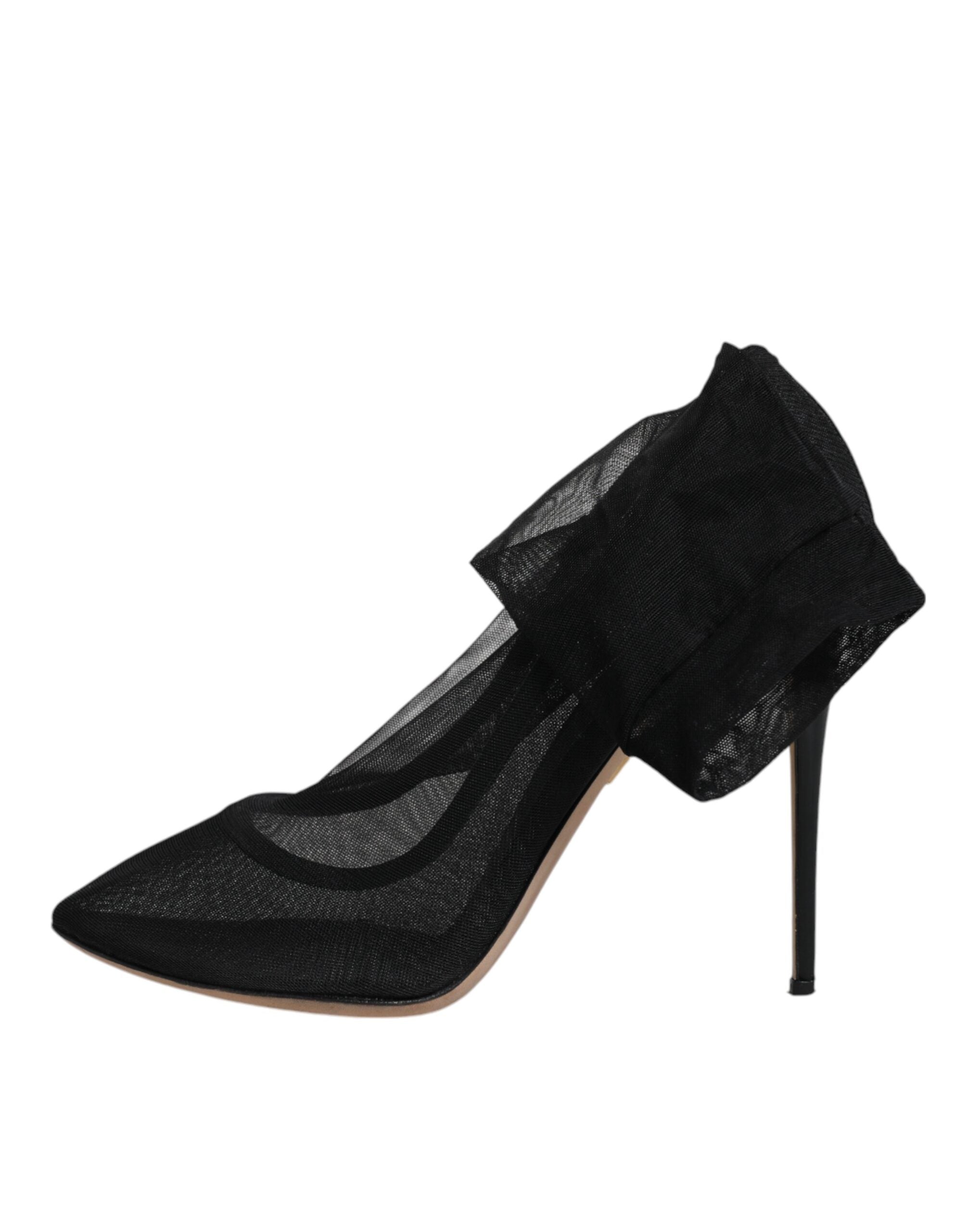 Dolce & Gabbana Schwarz Nylon Mesh Socke Stil Stiefel Schuhe