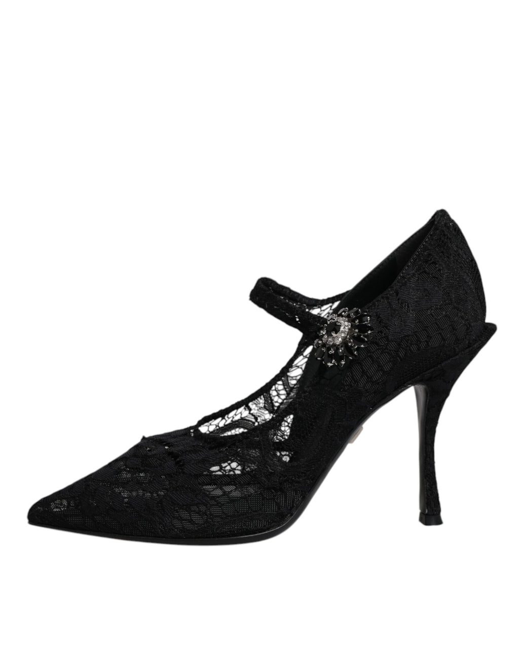 Dolce & Gabbana Schwarz Spitze Kristalle Mary Jane Pumps Schuhe