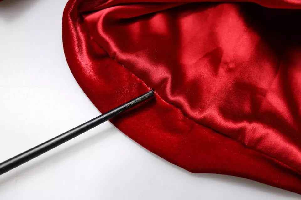 Dolce & Gabbana Rotes Samt-Bodycon-Minikleid mit langen Ärmeln