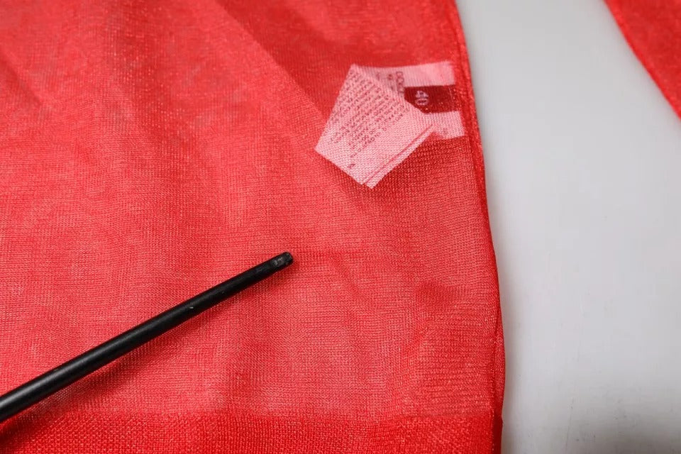 Dolce & Gabbana Rotes Netz-Rollkragen-Langarmblusen-Top