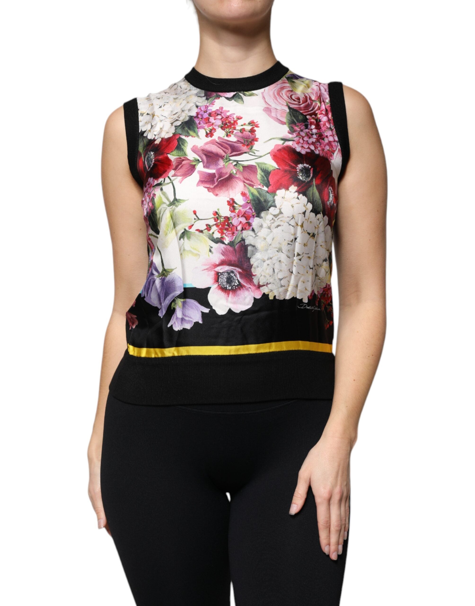 Dolce & Gabbana Multicolor Floral Silk Sleeveless Tank Bluse Top
