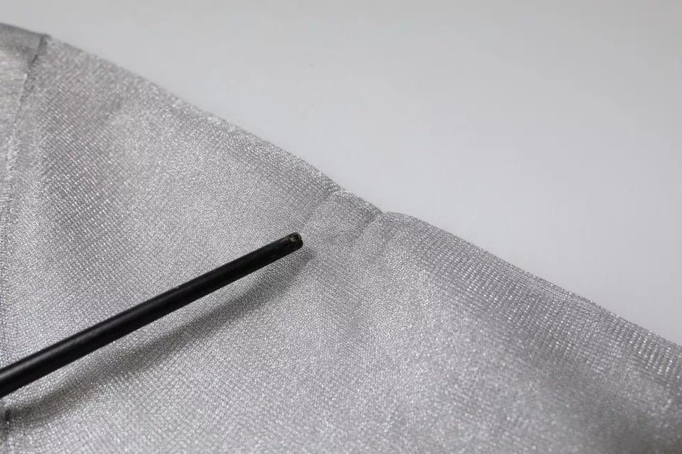 Dolce & Gabbana Graues Netz-Rollkragen-Langarmblusen-Top