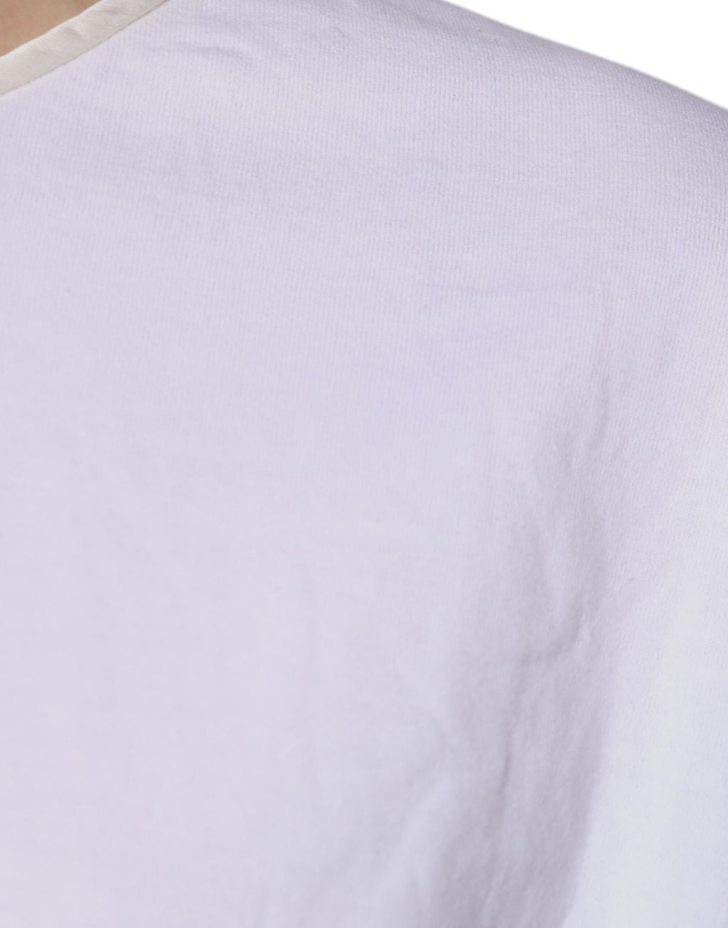 Dolce & Gabbana Weißes Baumwoll-Seiden-Rundhals-Wickelblusen-Top