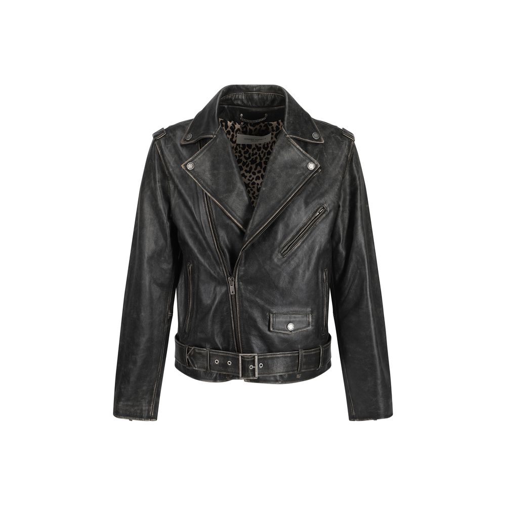 Golden Goose Braune Kalbsleder Bos Taurus Biker-Jacke