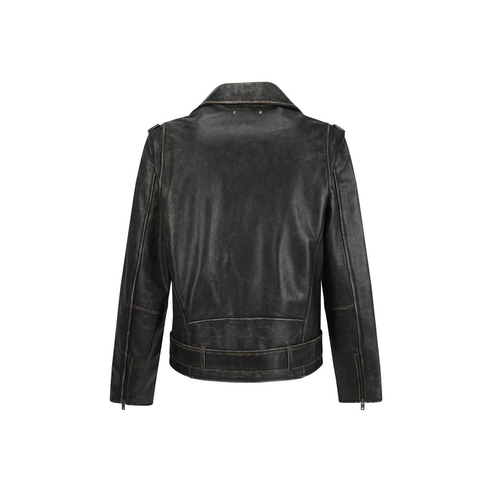 Golden Goose Braune Kalbsleder Bos Taurus Biker-Jacke
