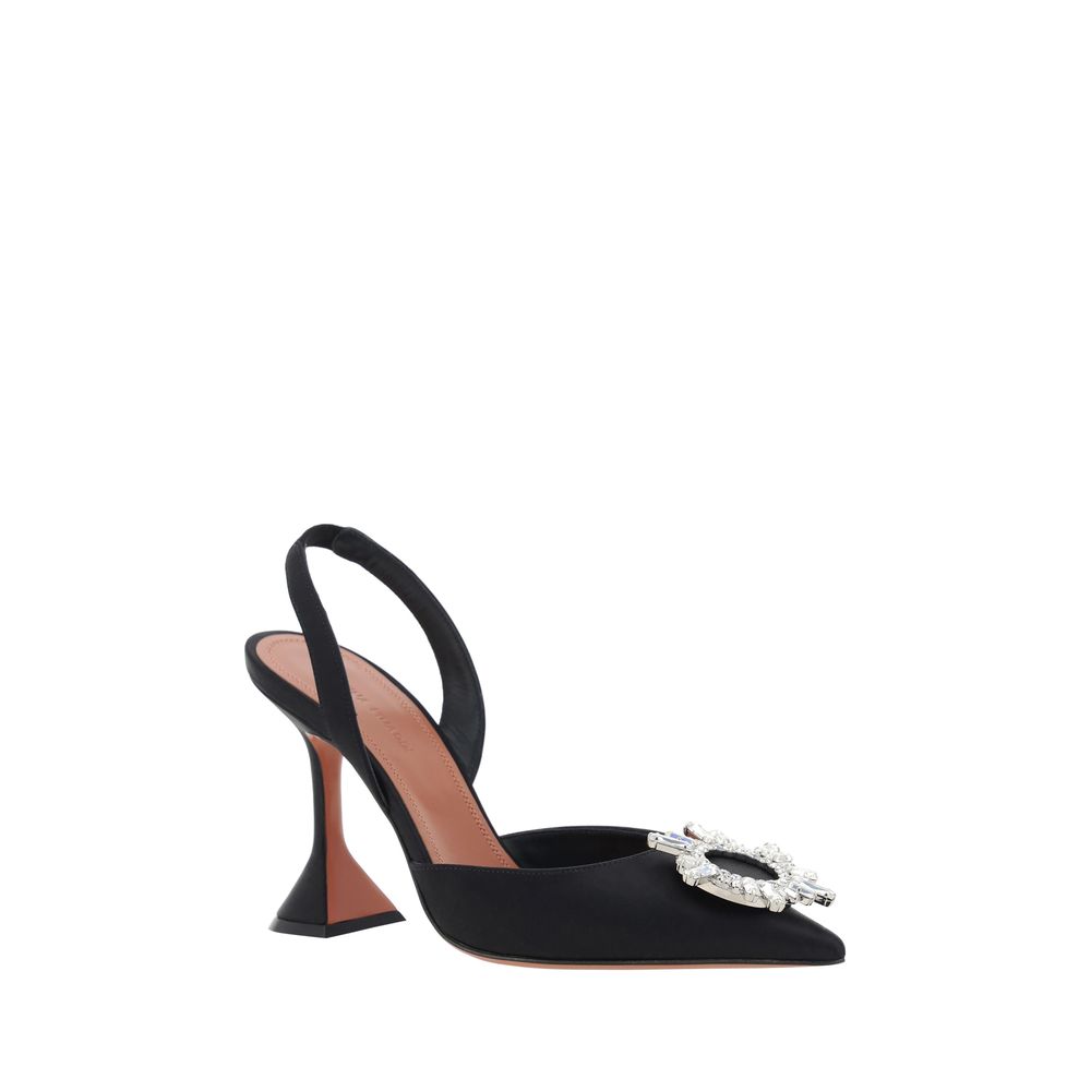 Amina Muaddi Schwarze Kalbsleder Bos Taurus High Heels