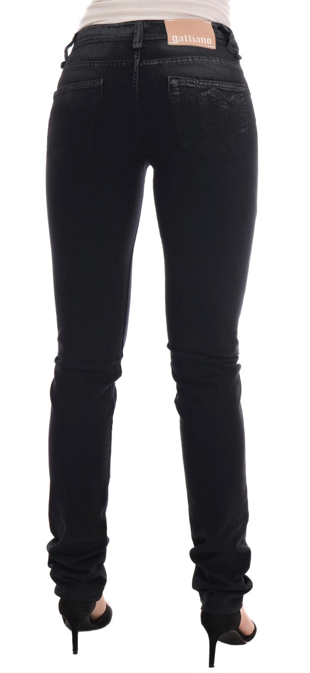 John Galliano Graue Baumwoll-Stretch-Jeans mit normaler Passform