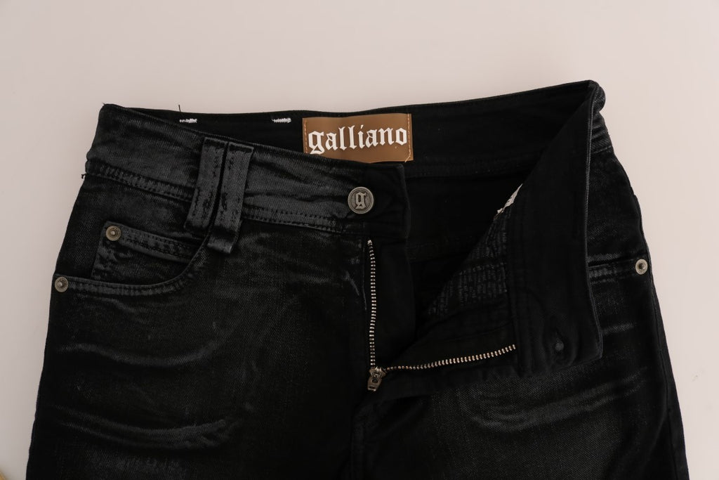 John Galliano Graue Baumwoll-Stretch-Jeans mit normaler Passform