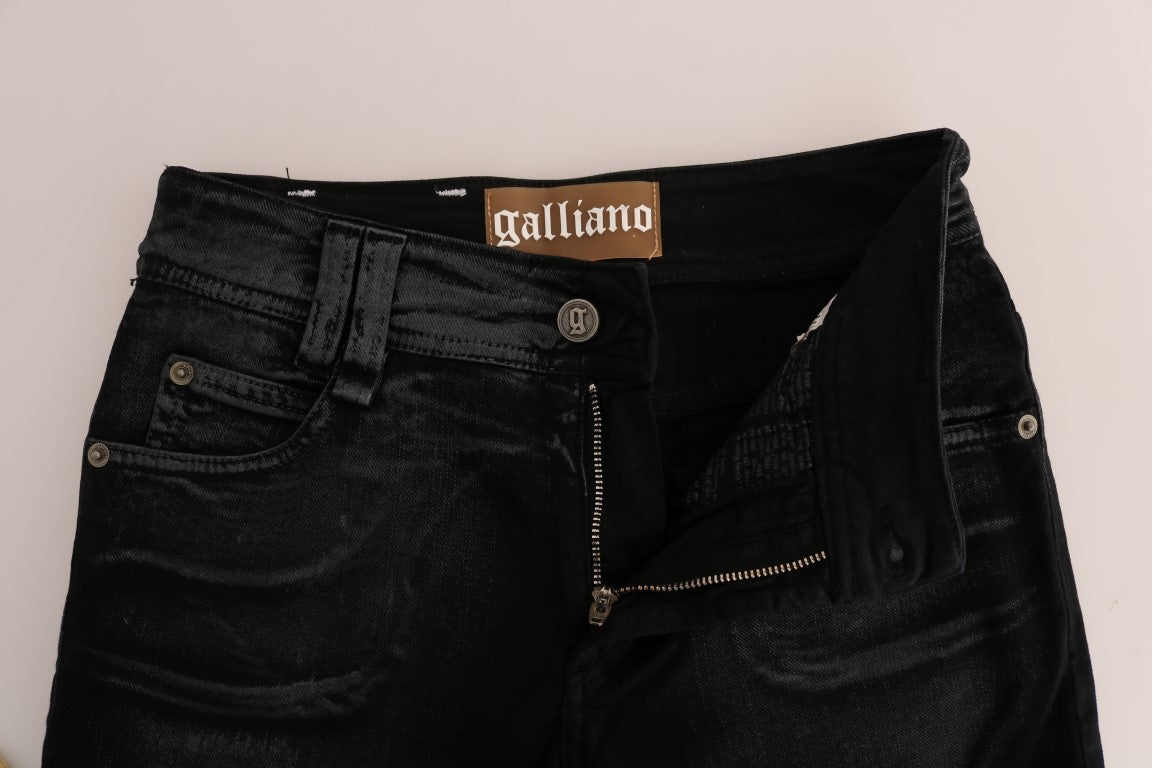John Galliano Graue Baumwoll-Stretch-Jeans mit normaler Passform