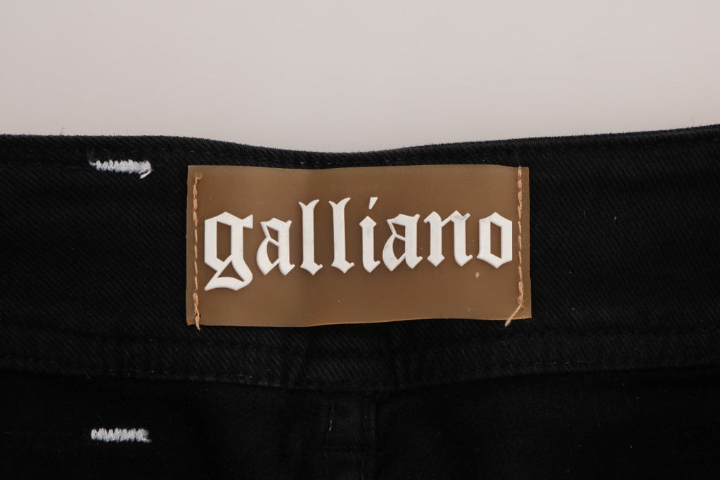 John Galliano Graue Baumwoll-Stretch-Jeans mit normaler Passform
