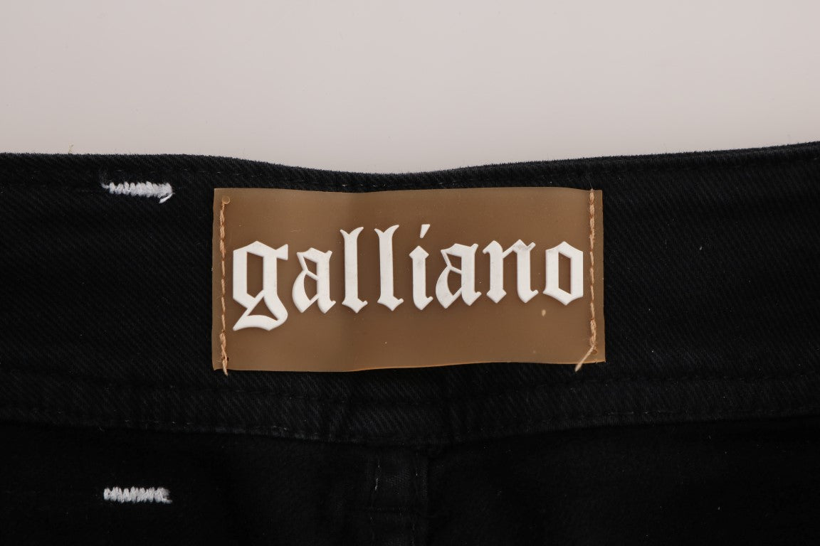 John Galliano Graue Baumwoll-Stretch-Jeans mit normaler Passform
