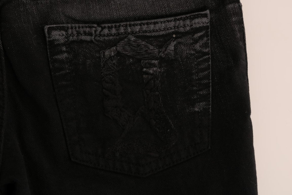 John Galliano Graue Baumwoll-Stretch-Jeans mit normaler Passform