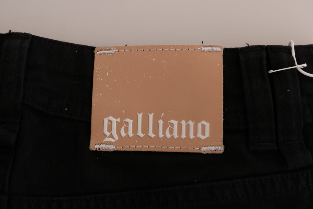John Galliano Schwarze Baumwoll-Denim Stretch Jeans Regular Fit