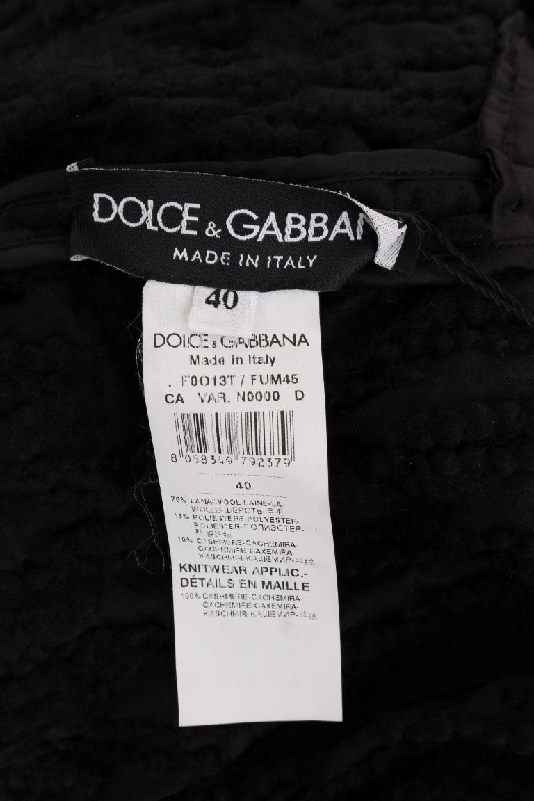 Dolce & Gabbana Schwarzer Fransen-Wollpullover