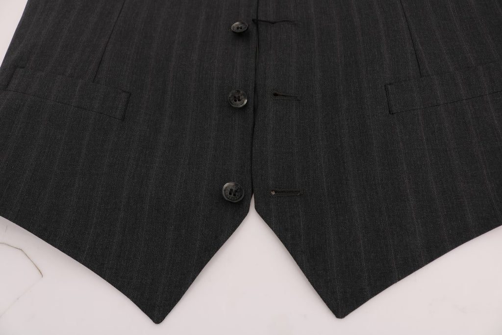 Dolce & Gabbana Graue STAFF Wool Stretch-Weste
