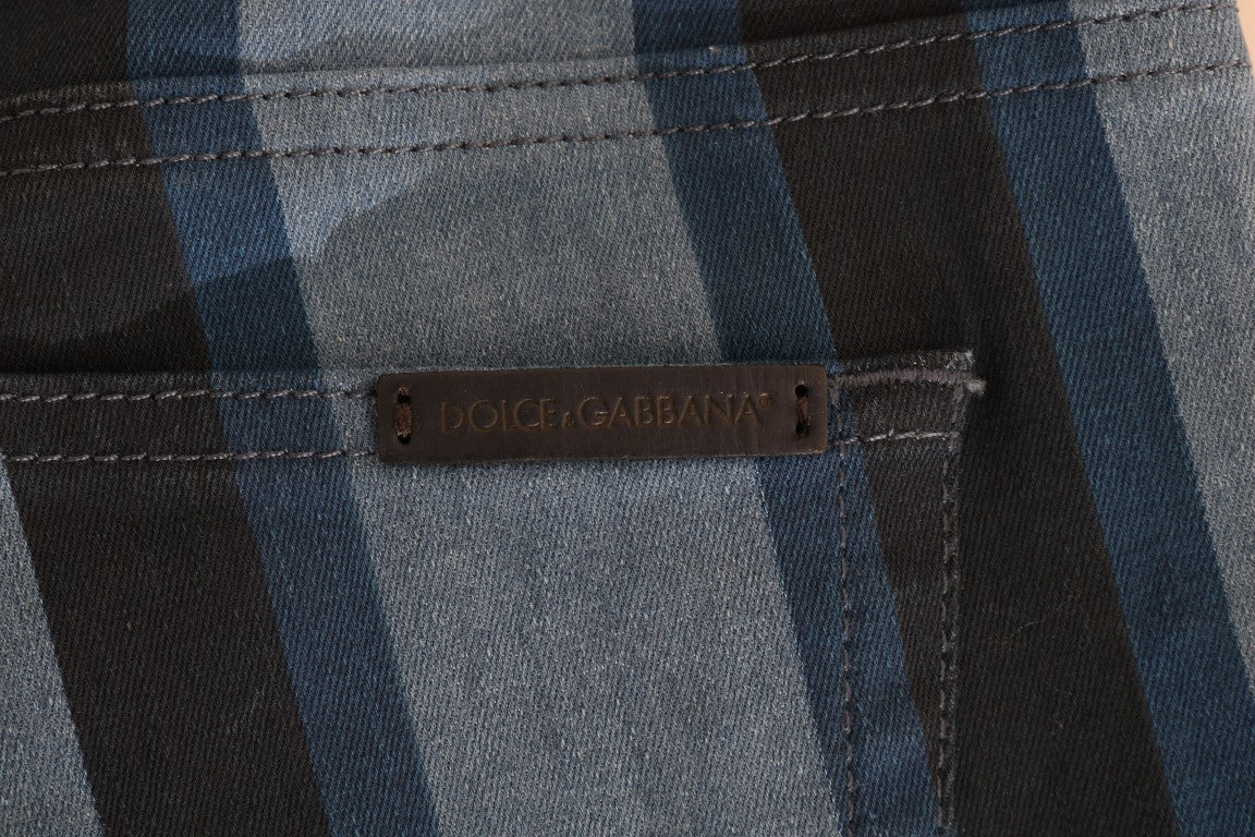 Dolce & Gabbana Blaue GIRLY Jeans aus gestreifter Baumwolle
