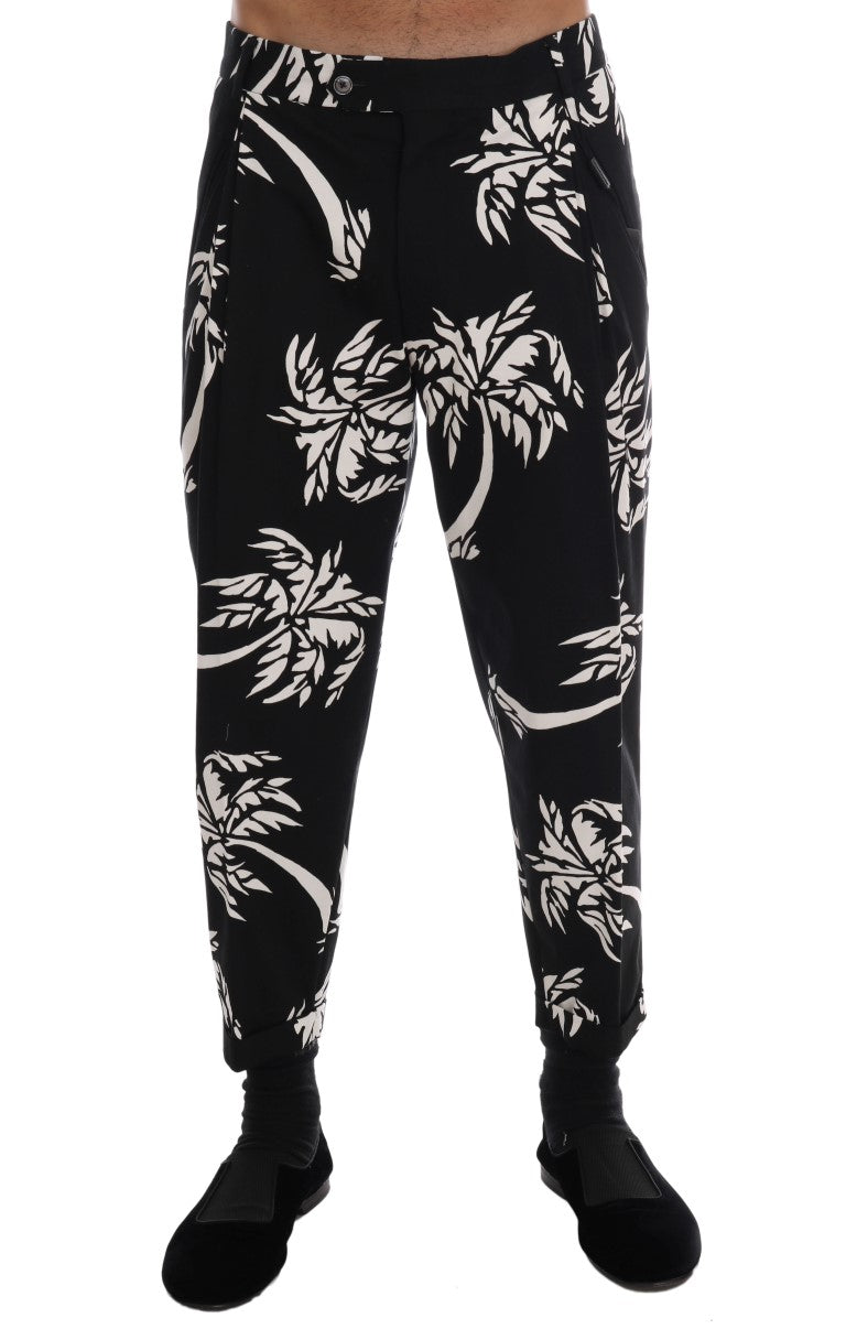 Dolce & Gabbana Black Tree Baumwoll-Stretch-Hose
