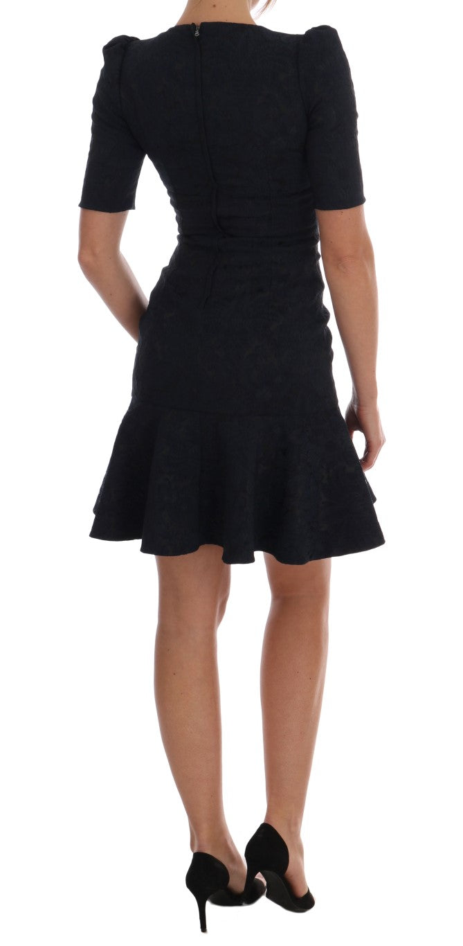 Dolce & Gabbana Schwarz-Blaues Mini-Kleid mit Schlagseite