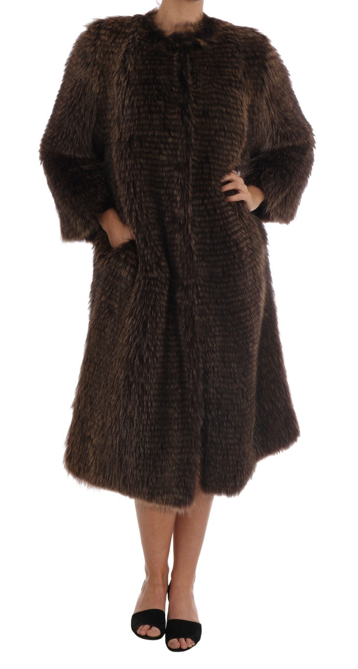 Dolce & Gabbana Brauner Waschbär Pelz Mantel Jacke