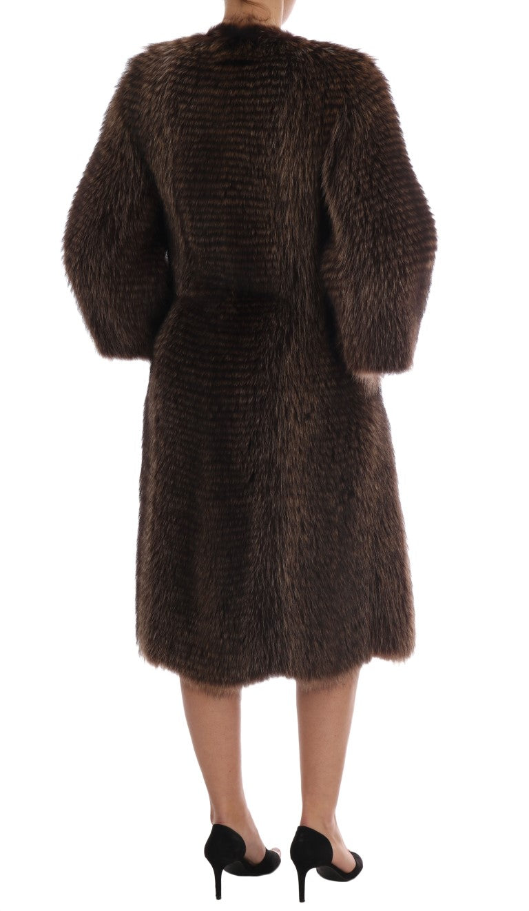 Dolce & Gabbana Brauner Waschbär Pelz Mantel Jacke