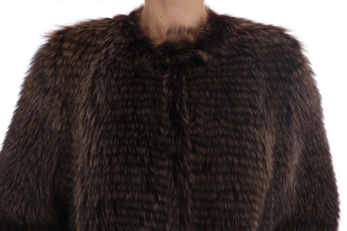 Dolce & Gabbana Brauner Waschbär Pelz Mantel Jacke