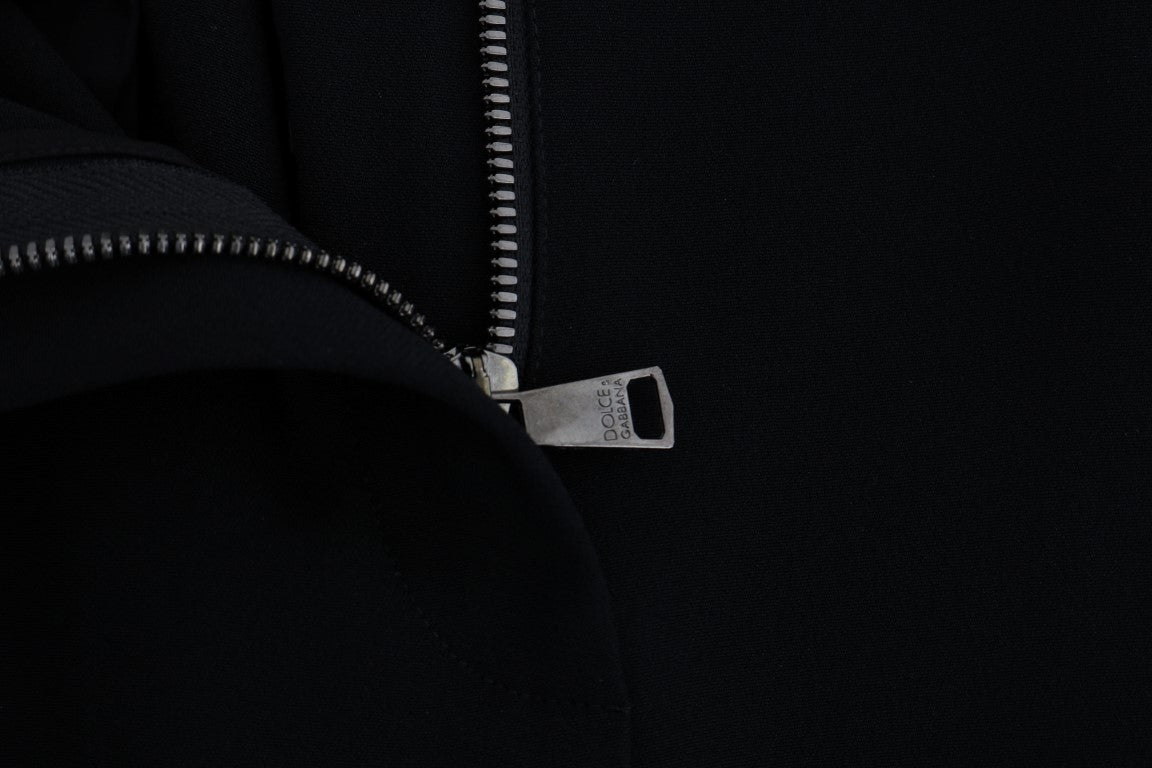 Dolce & Gabbana Schwarze Stretch-Caprihose mit rosa Streifen