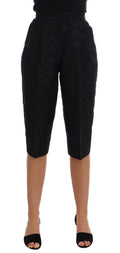 Dolce & Gabbana Black Brocade High Waist Capri Shorts