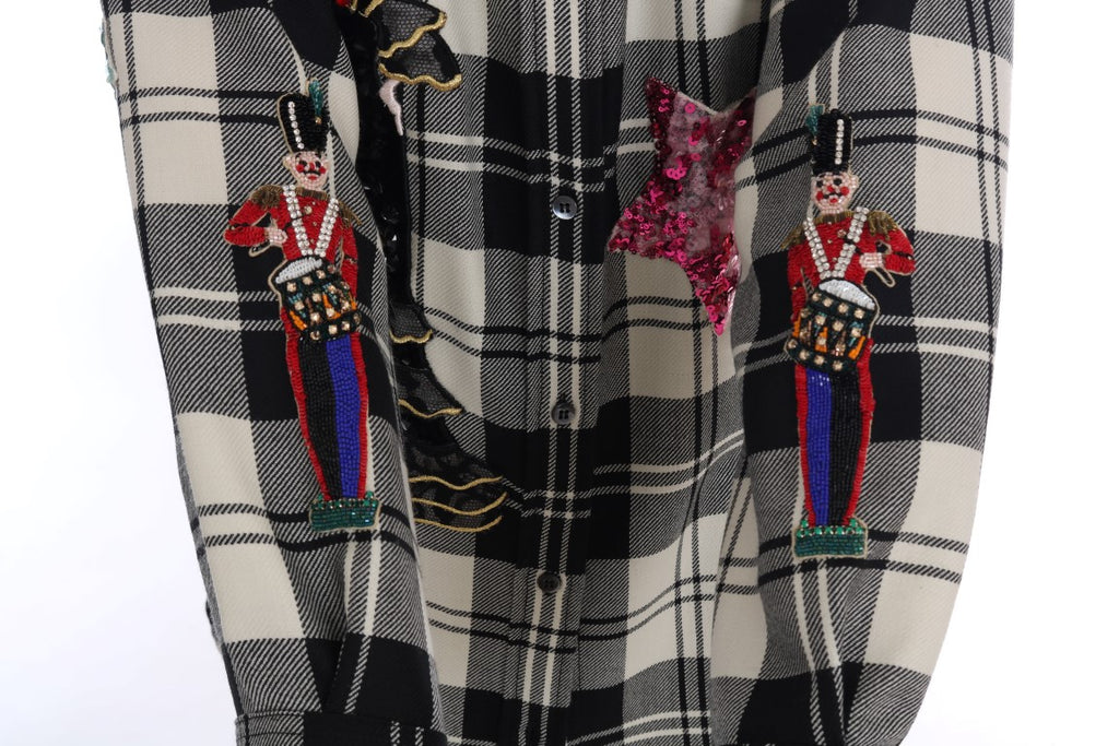 Dolce & Gabbana Schwarz Weiß Märchen Kristall Shirt