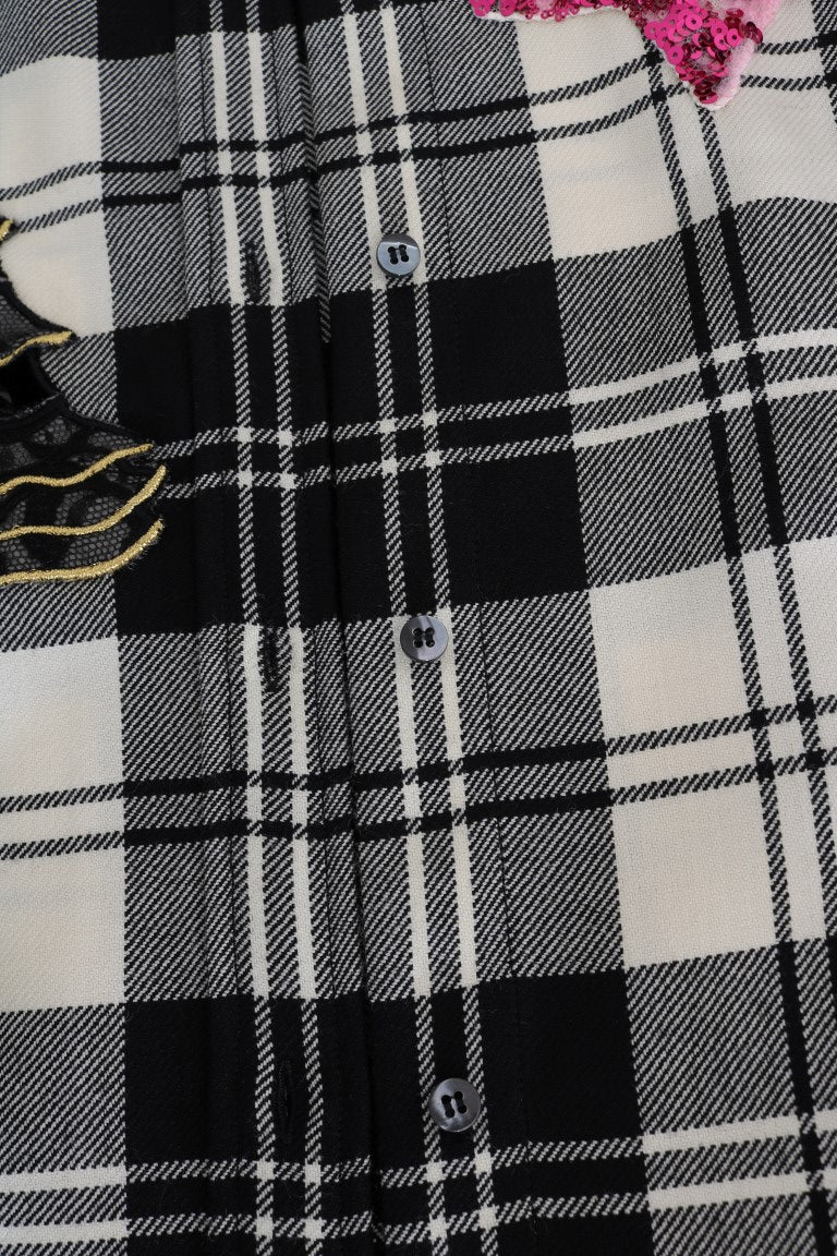 Dolce & Gabbana Schwarz Weiß Märchen Kristall Shirt