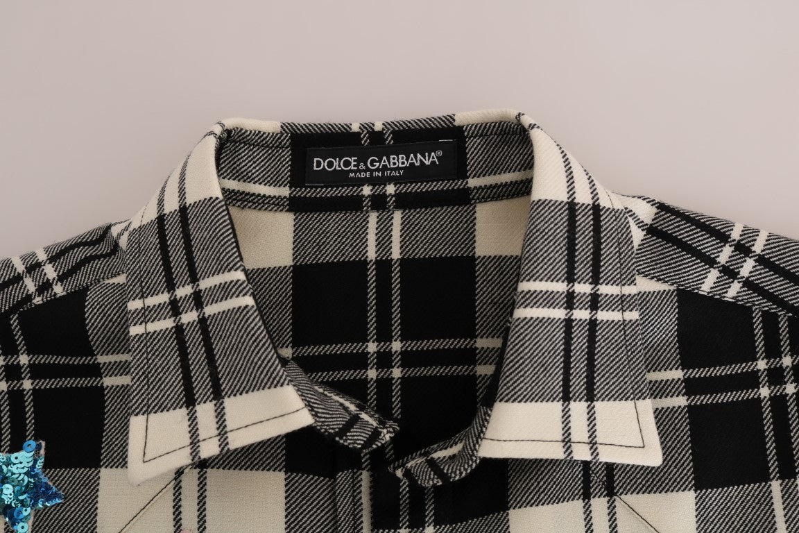Dolce & Gabbana Schwarz Weiß Märchen Kristall Shirt