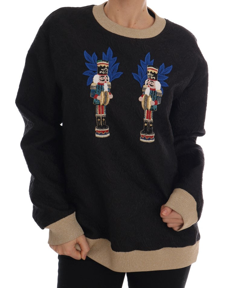 Dolce & Gabbana Schwarzer Märchen-Brokat-Reißverschluss-Pullover