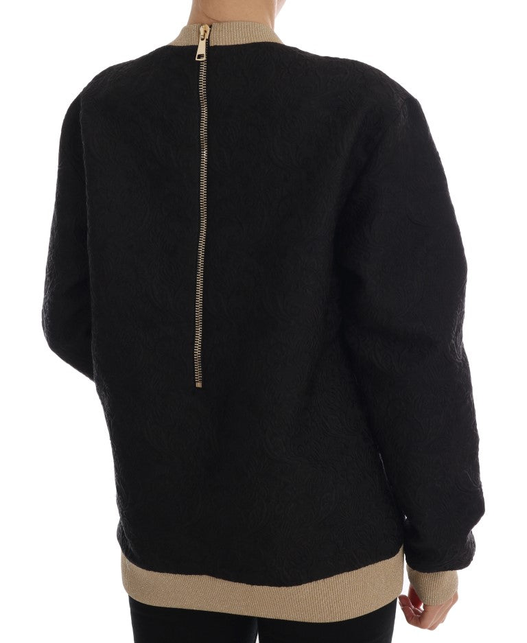 Dolce & Gabbana Schwarzer Märchen-Brokat-Reißverschluss-Pullover