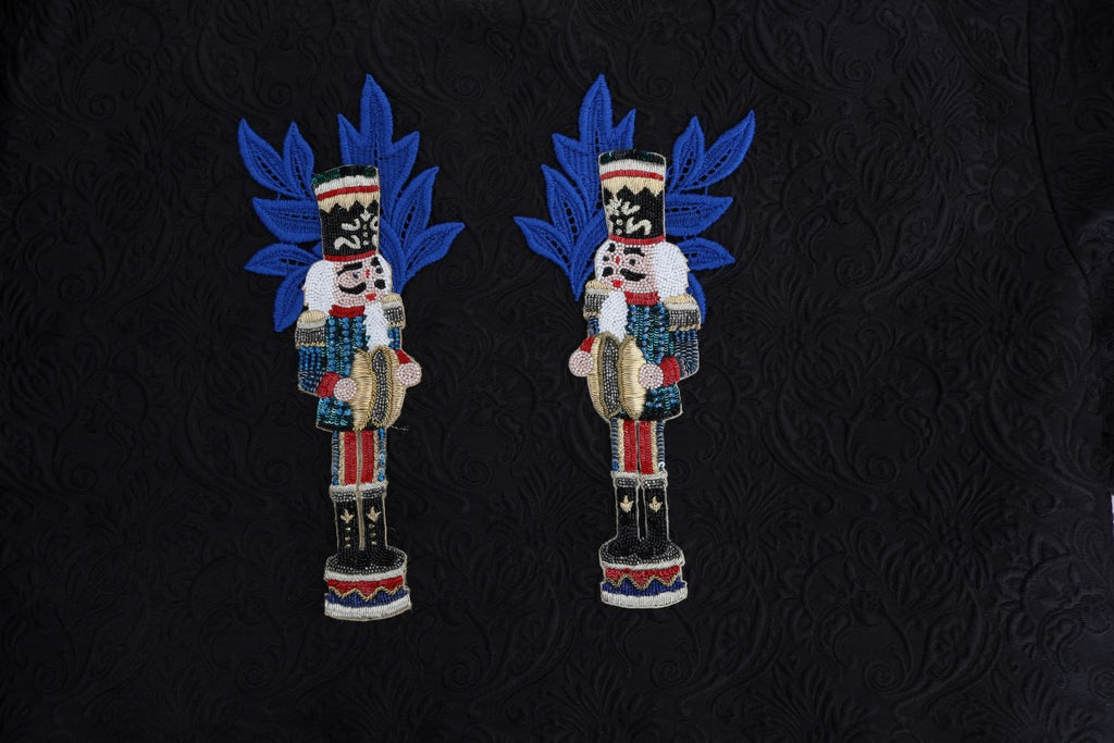 Dolce & Gabbana Schwarzer Märchen-Brokat-Reißverschluss-Pullover