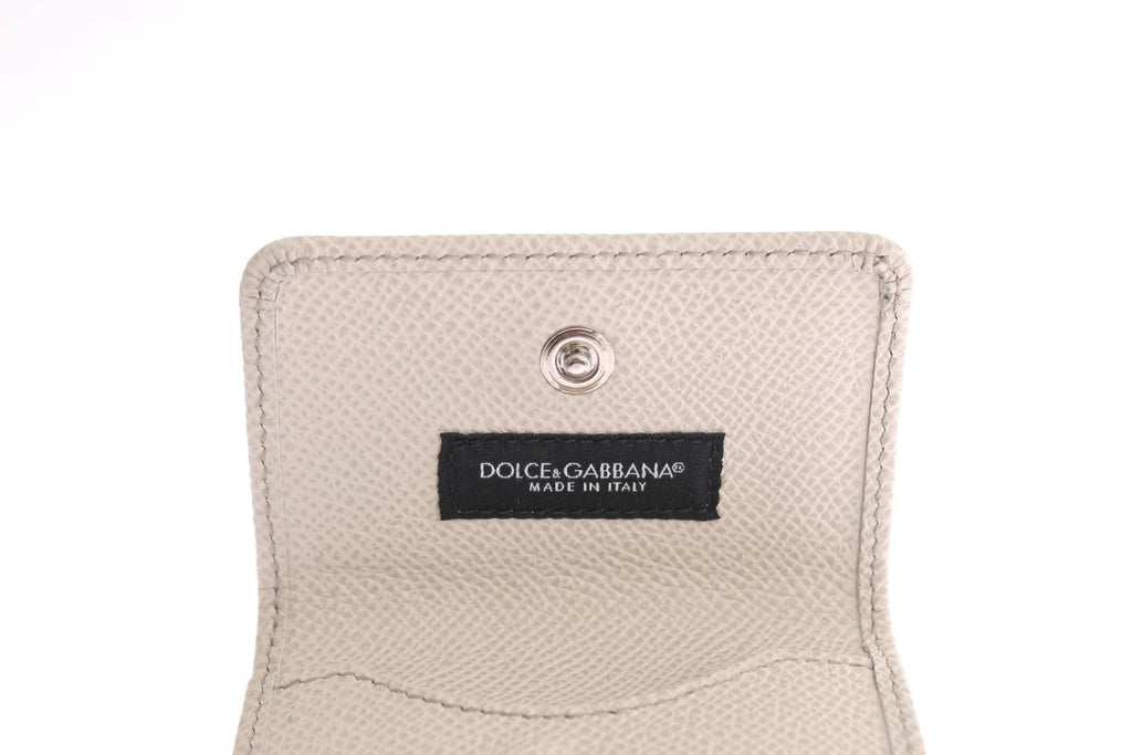 Dolce & Gabbana Weißes Dauphine Lederetui Brieftasche