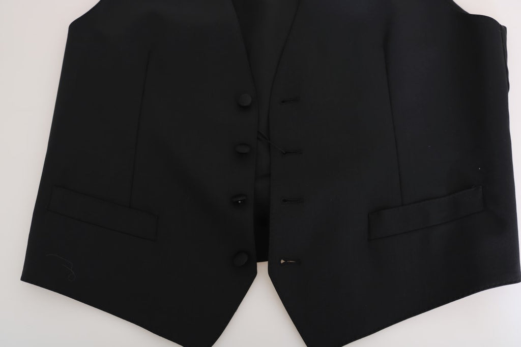 Dolce & Gabbana Schwarze Seidenweste aus Wolle