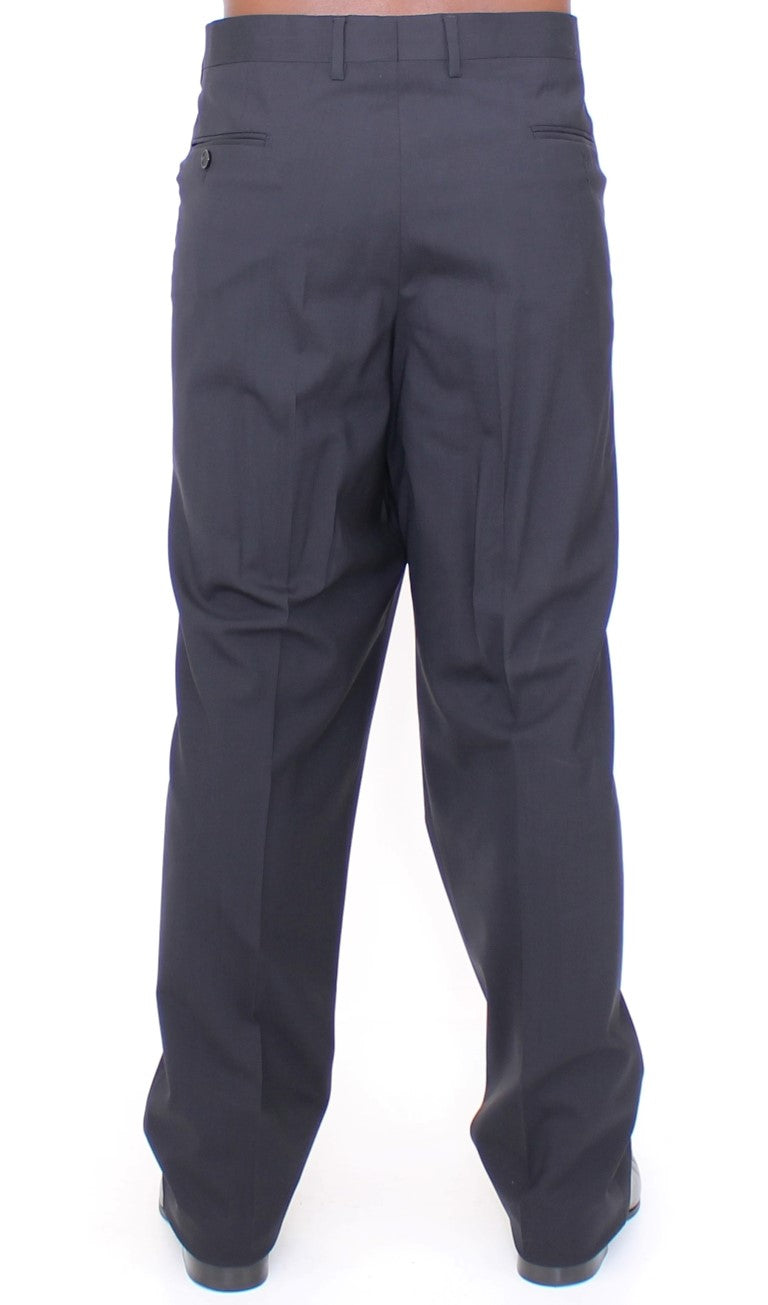 Dolce & Gabbana Schwarze Stretch-Faltenhose aus Wolle