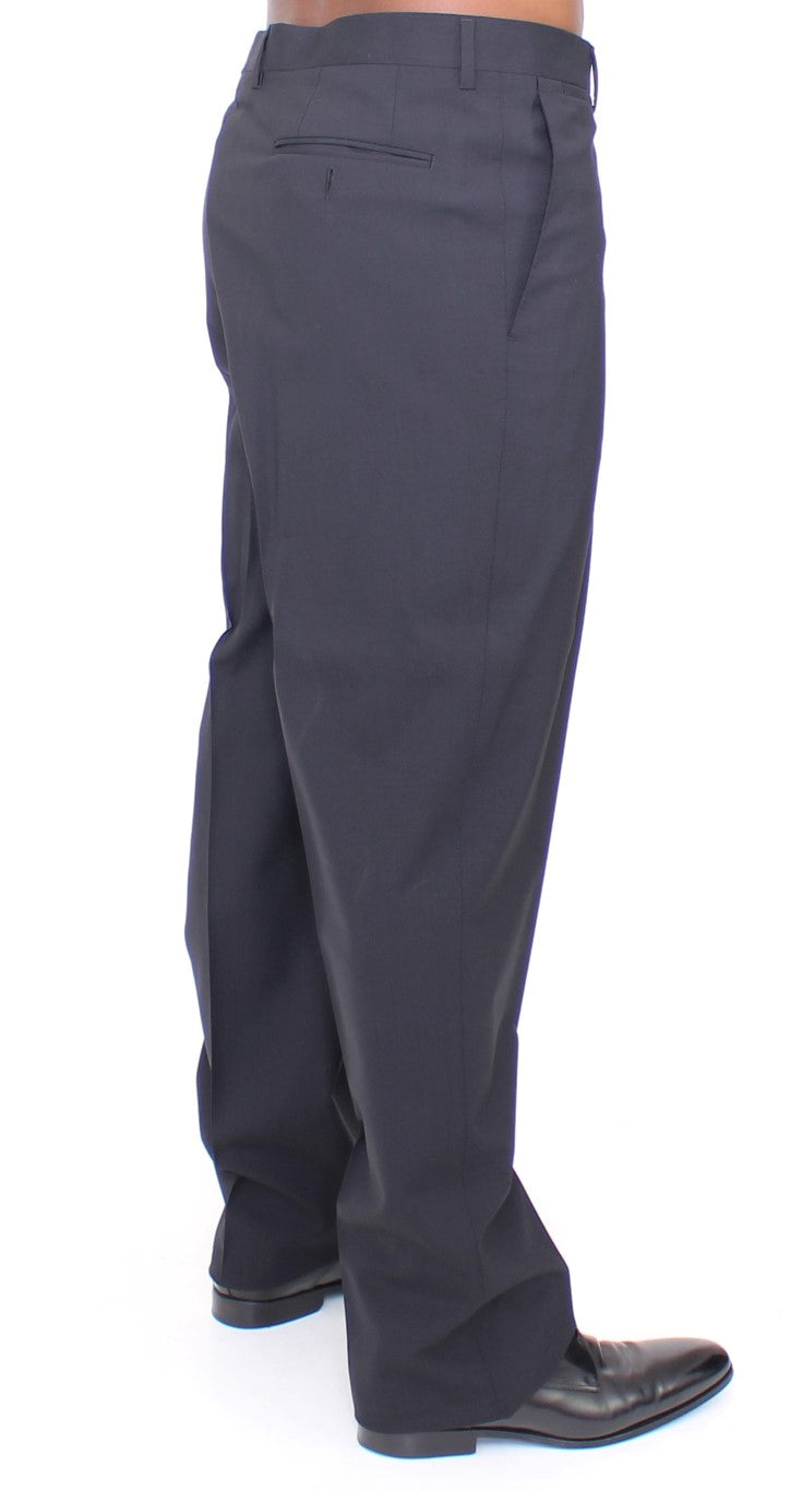 Dolce & Gabbana Schwarze Stretch-Faltenhose aus Wolle