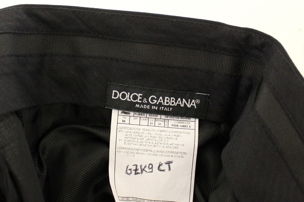 Dolce & Gabbana Schwarze Stretch-Faltenhose aus Wolle