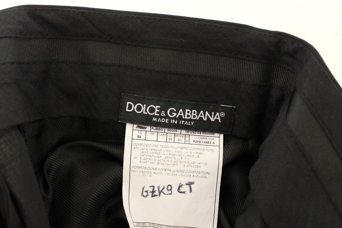 Dolce & Gabbana Schwarze Stretch-Faltenhose aus Wolle