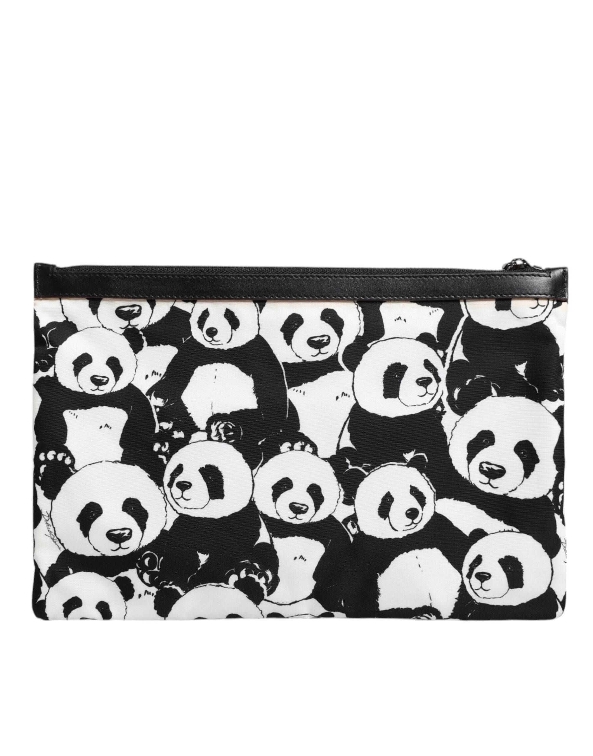 Dolce & Gabbana Schwarz-weißes Panda-Muster Clutch Pouch Tasche
